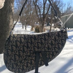 Dior Oblique Saddle Bag - black leather trim